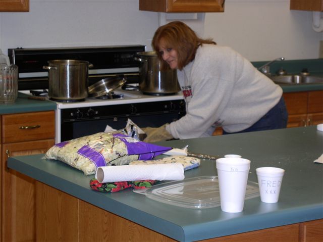 Donna Moore busy in the kitchen